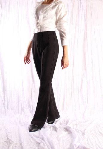 شلوارپارچه ای نیم بگ کمرپلیسه ای